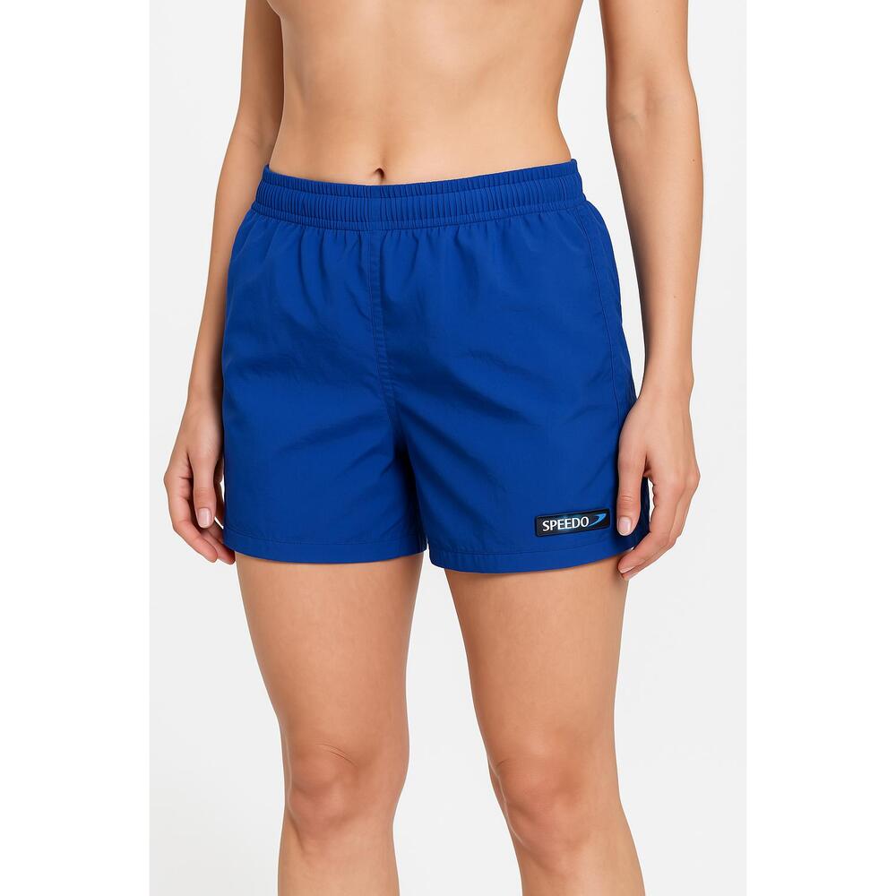 Speedo Blue Elastic Waistband Speedo‎ Logo Athletic Swim Shorts Womens Waist 26